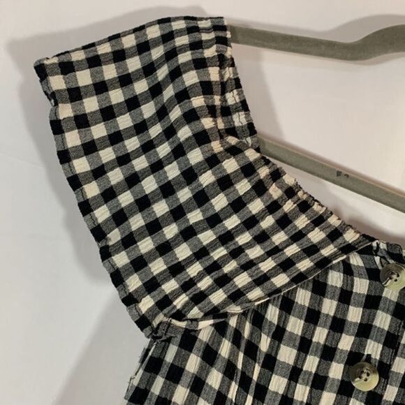 Topshop Black & White Button-Down Checkered Romper - Picture 2 of 7